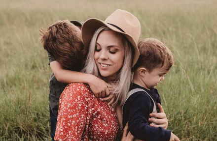 Mother and two children