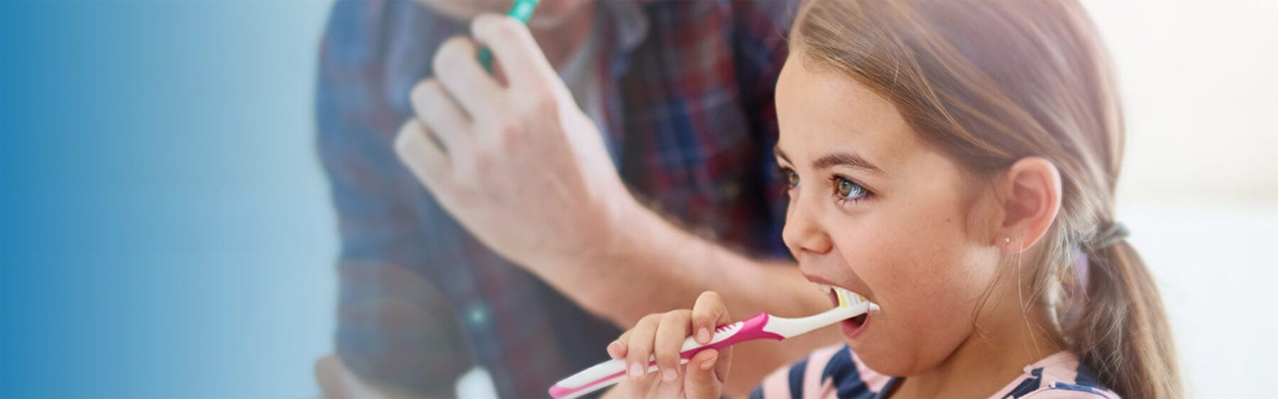 Child brushing teeth