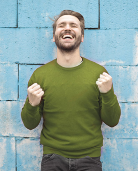 Man excited and smiling