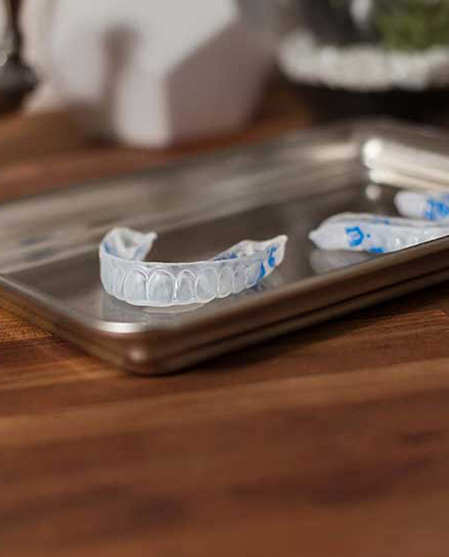 mouthguards on a tray