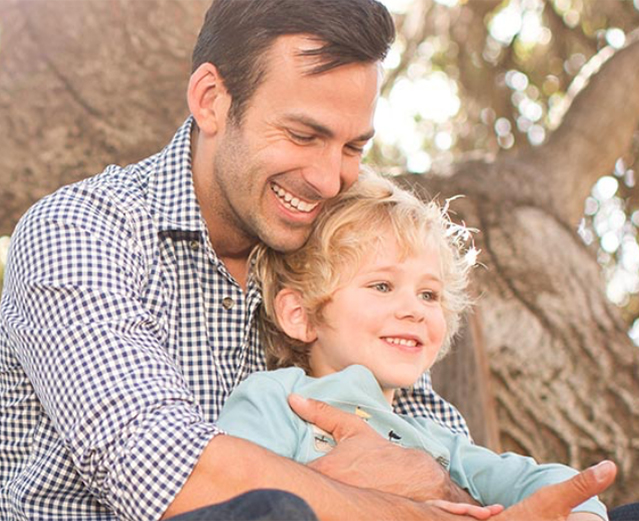 Father and son in tree