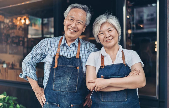 Older couple smiling